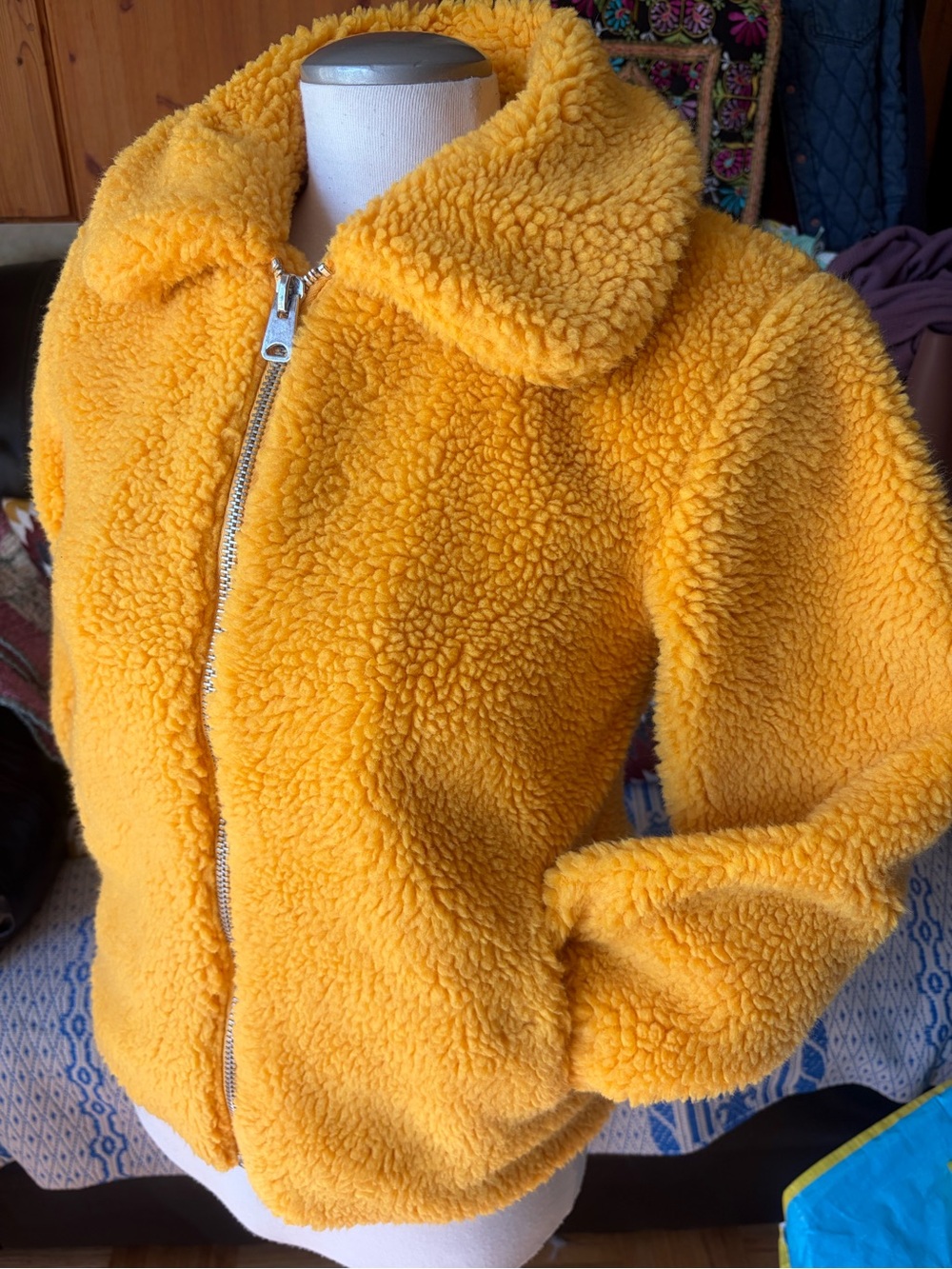 Zip-up Sherpa Teddy Jacket Sunshine Yellow ☀️ Size XS